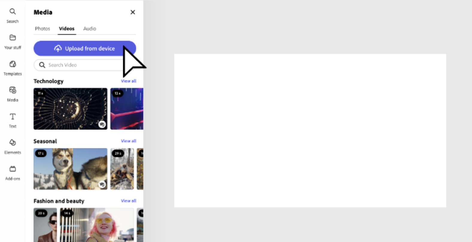 تحرير الفيديو باستخدام محرر الفيديو Adobe Express