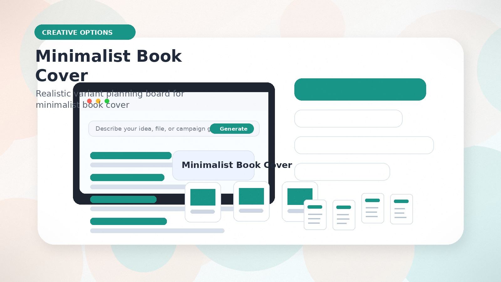 Minimalist Book Cover realistic creative options visual for minimalist book cover