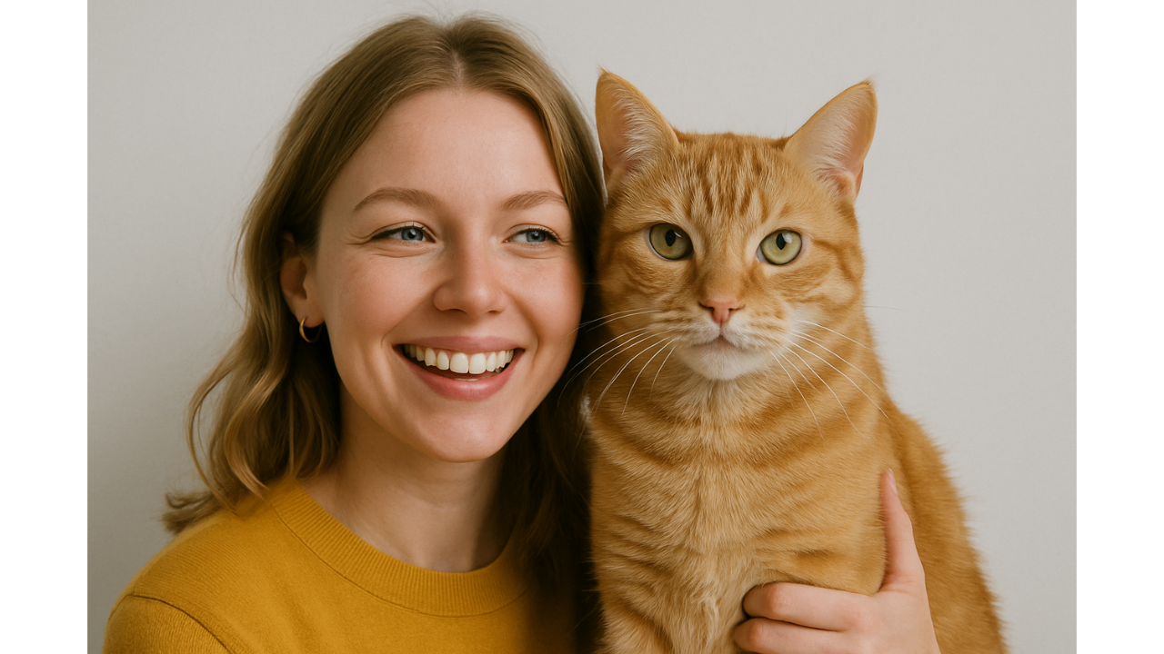Person with pet in warm setting