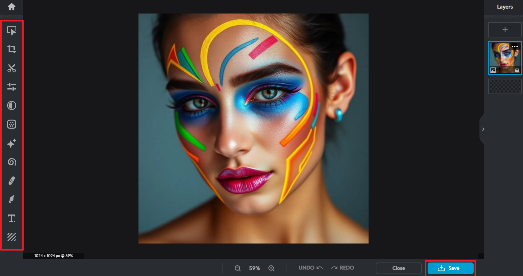 Edit and save your artwork