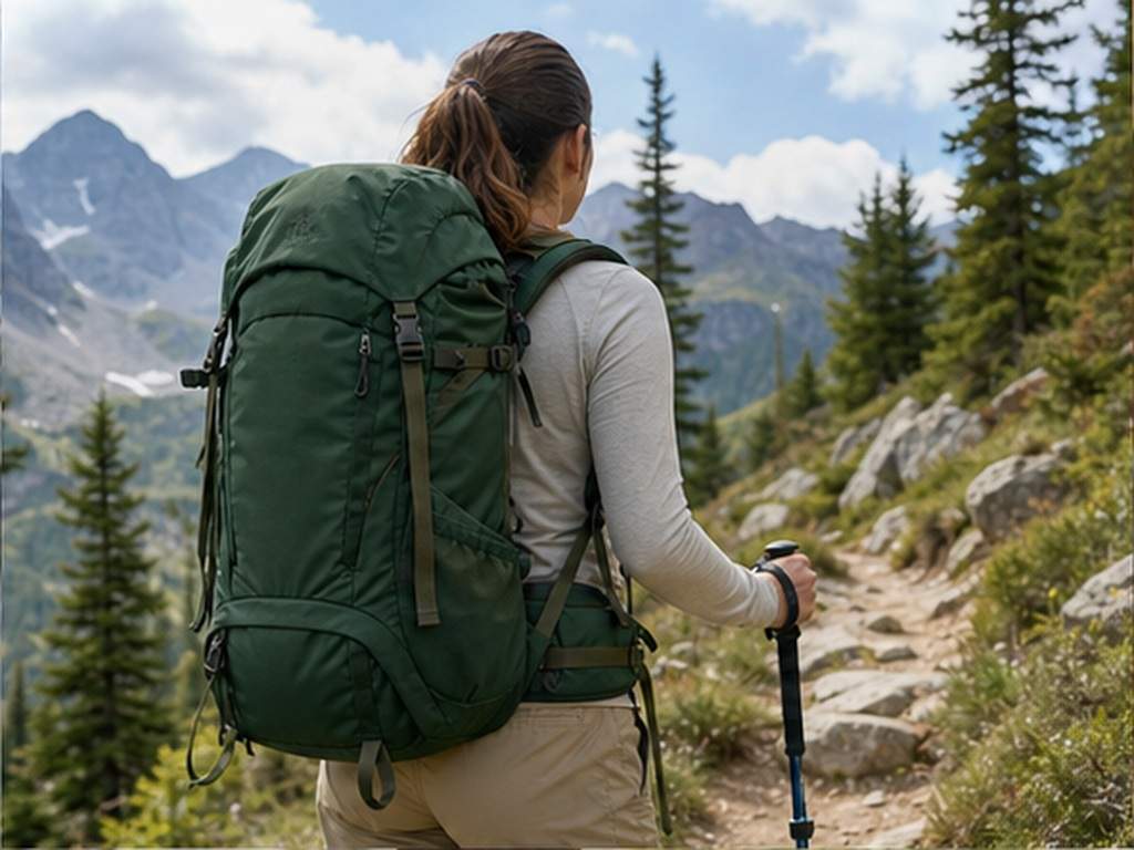 Virtual Backpack Try On Video prompt example 2 - Hiking pack trail