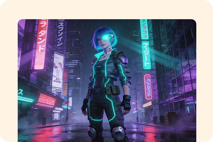 The cyberpunk AI girl rebel