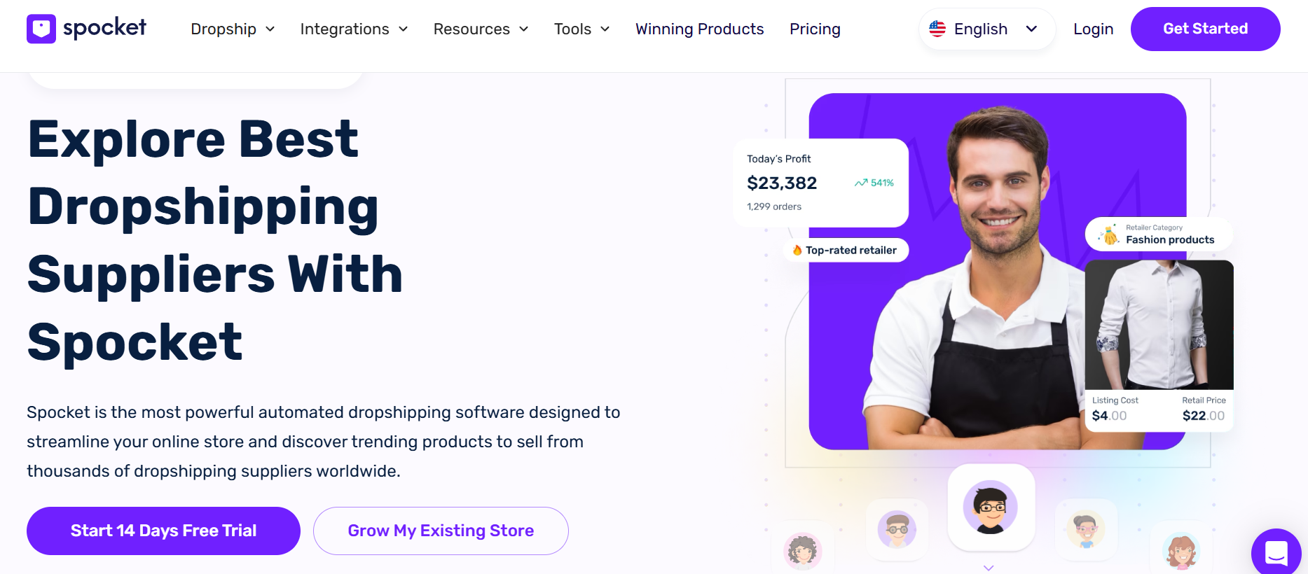 Spocket dropshipping interface