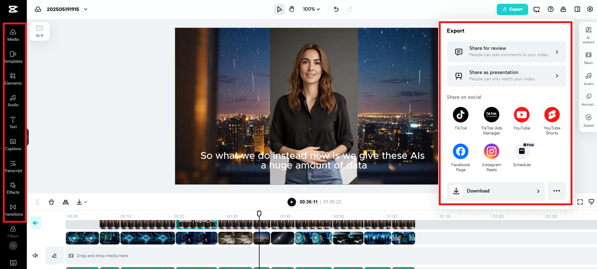Bearbeiten Sie mehr und exportieren Sie das Video.