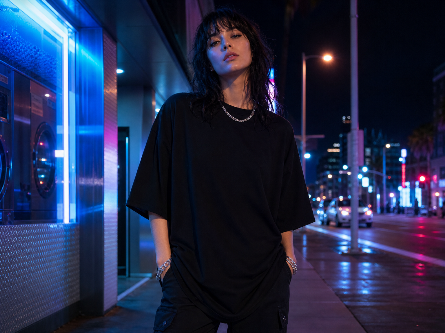Neonowy streetwear miejski