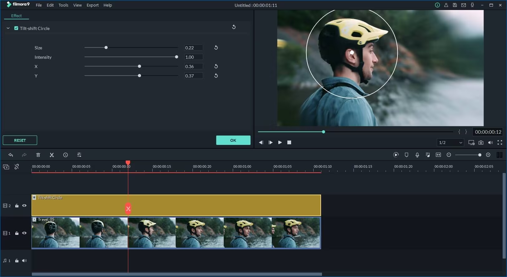 Aplicando um desfoque de fundo ao zoom do Filmora no vídeo