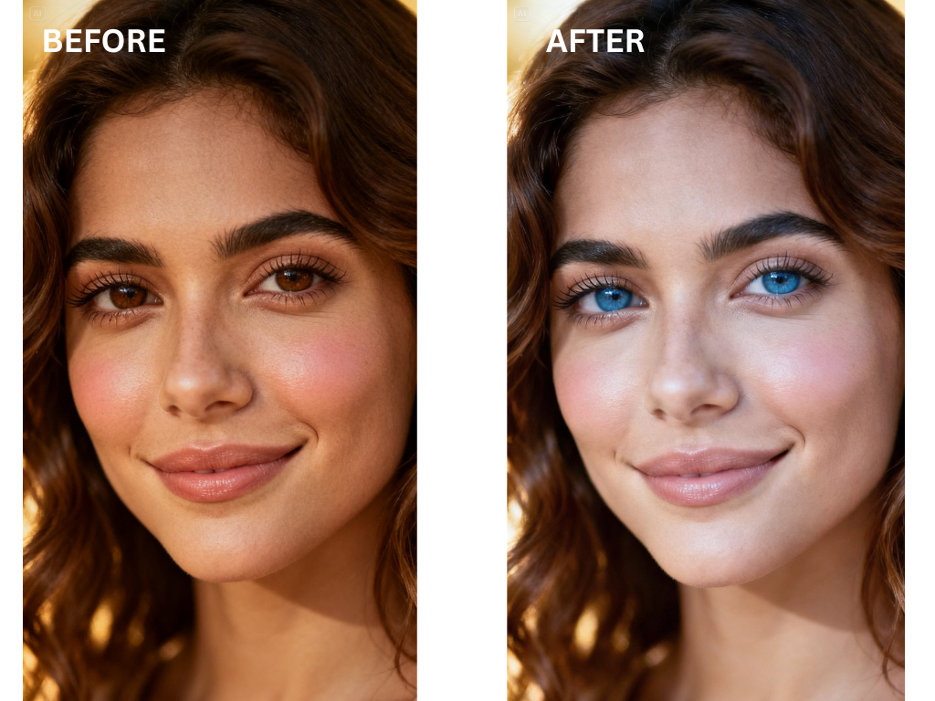 Prompt for a natural blue eye change