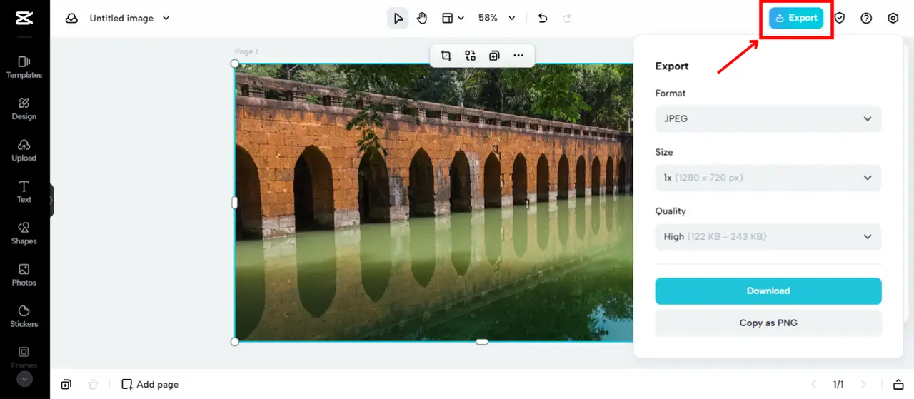 Exporting the final image in various formats like PDF or JPG