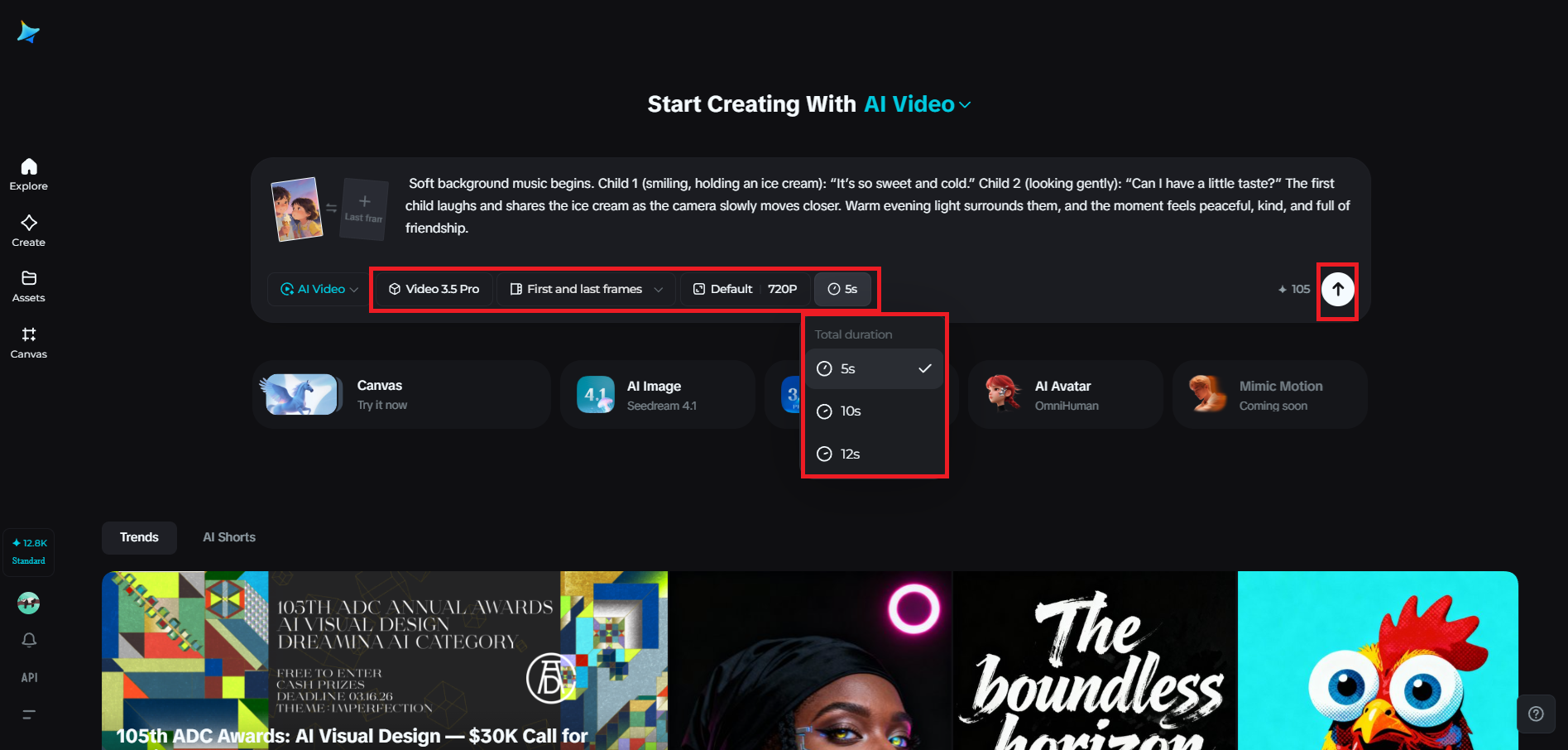 Set video duration and generate