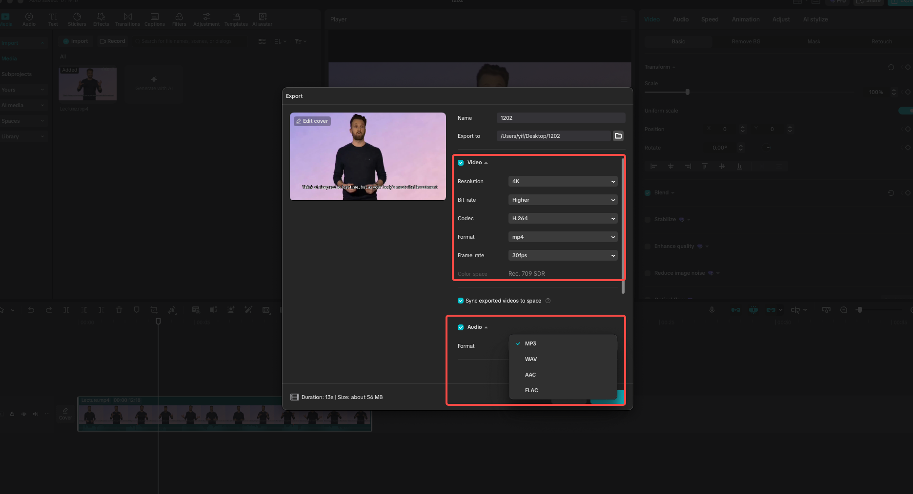 Export Edited Video