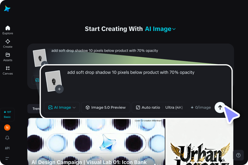 Upload your image and describe the shadow effect