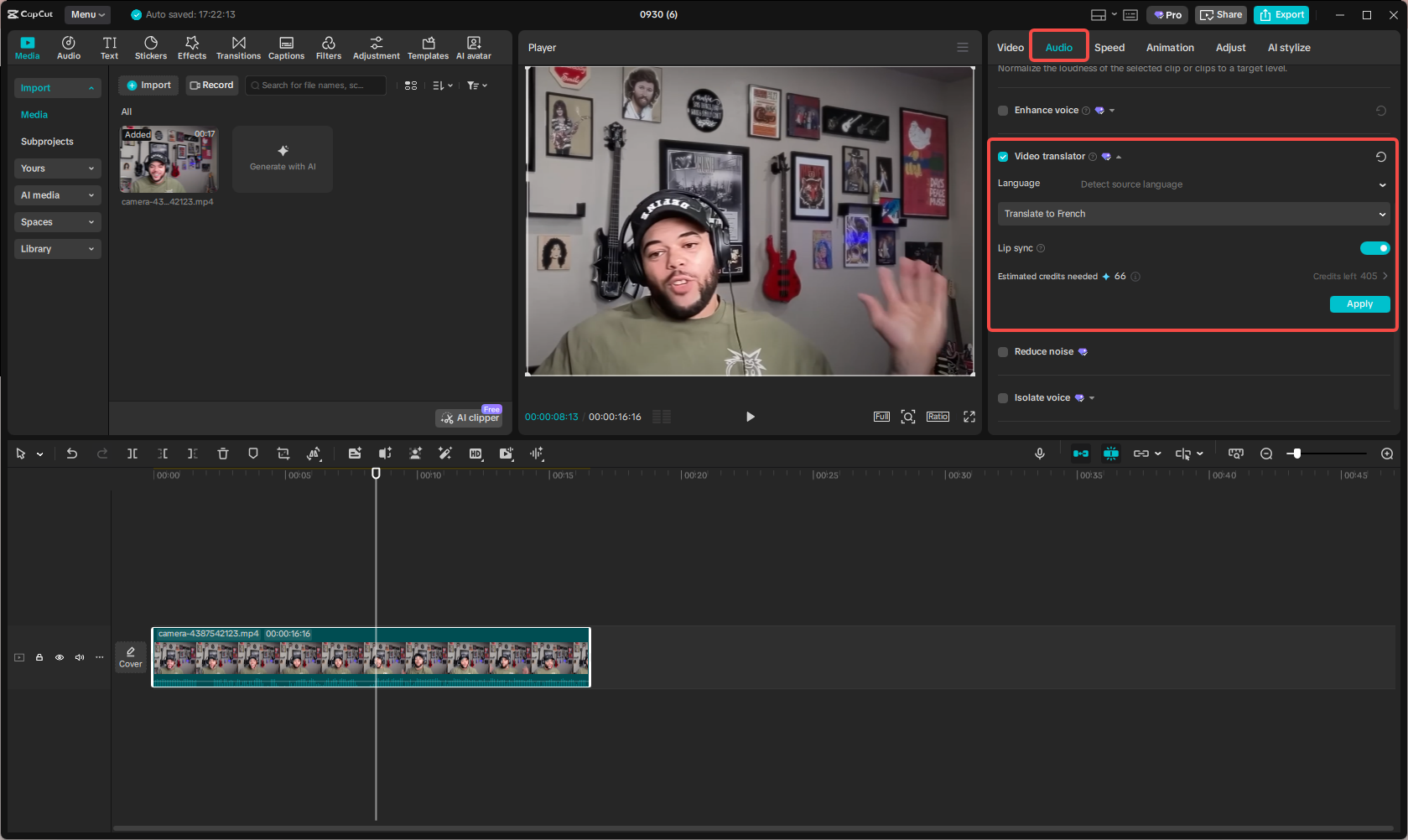 Use the Video translator feature