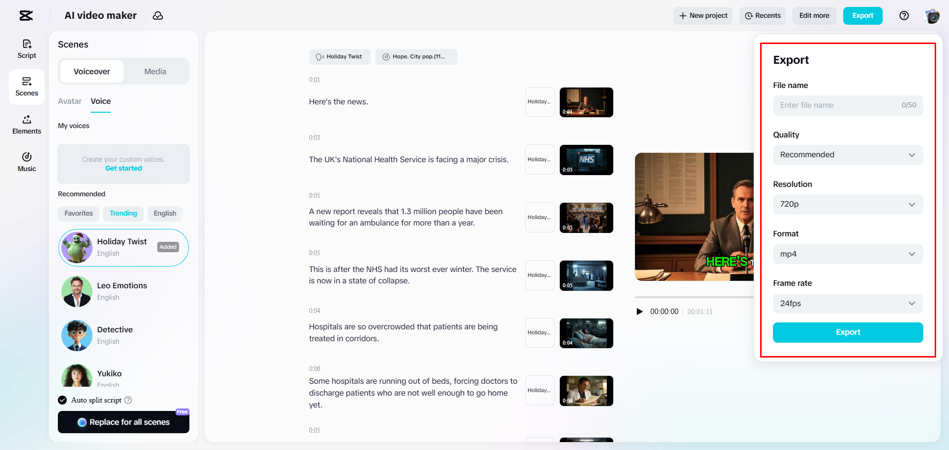 Ein Video aus CapCut Web exportieren
