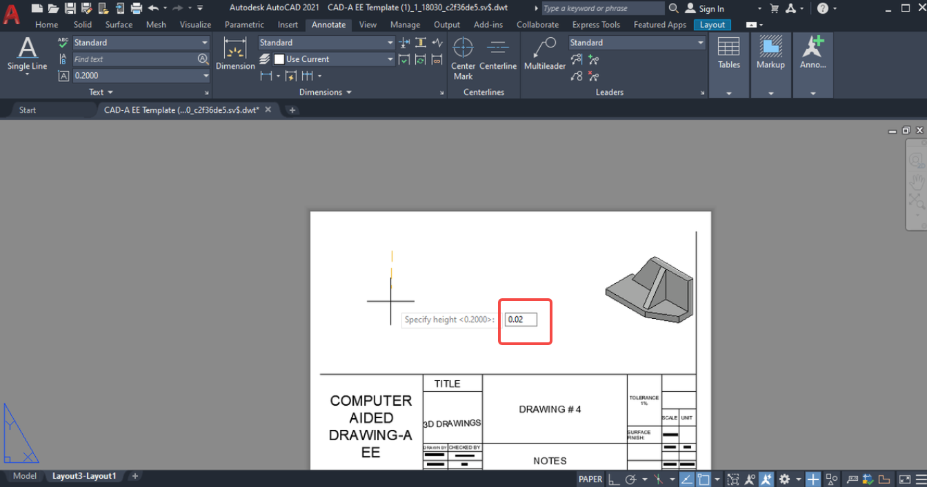 Set text height and rotation