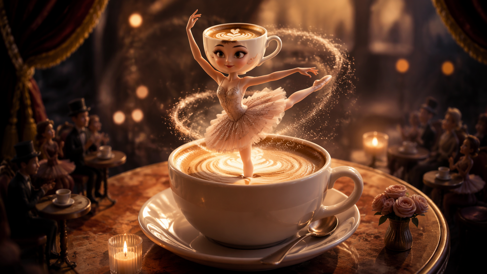 Dreamina ballerina cappuccina video prompt example 6: Pastel Ballet Reel