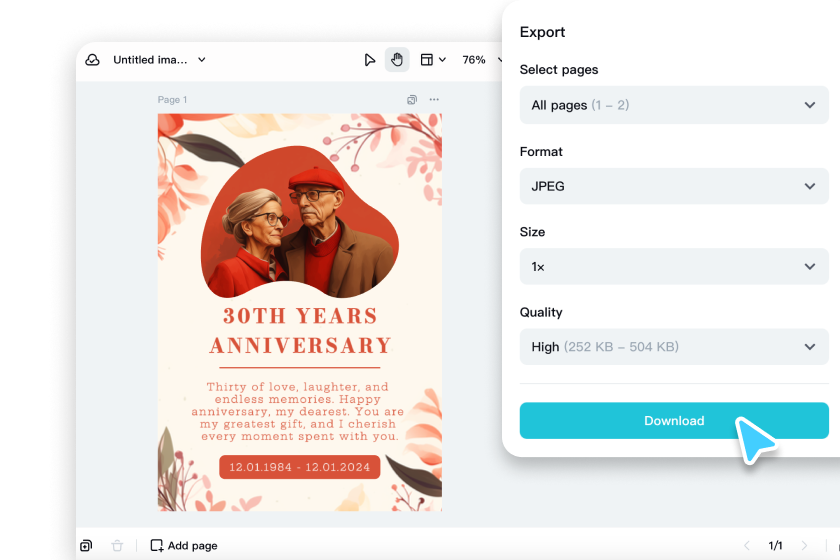 Muat turun dan kongsi kad jemputan anda