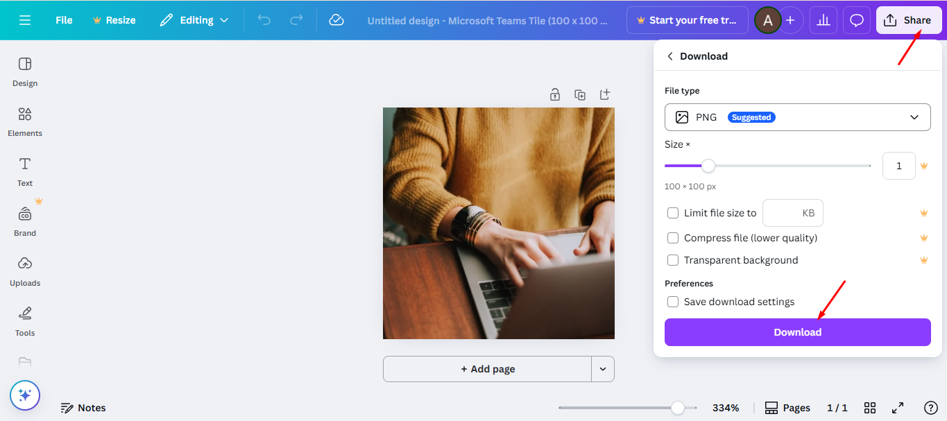 Using an AI image upscaler in Canva