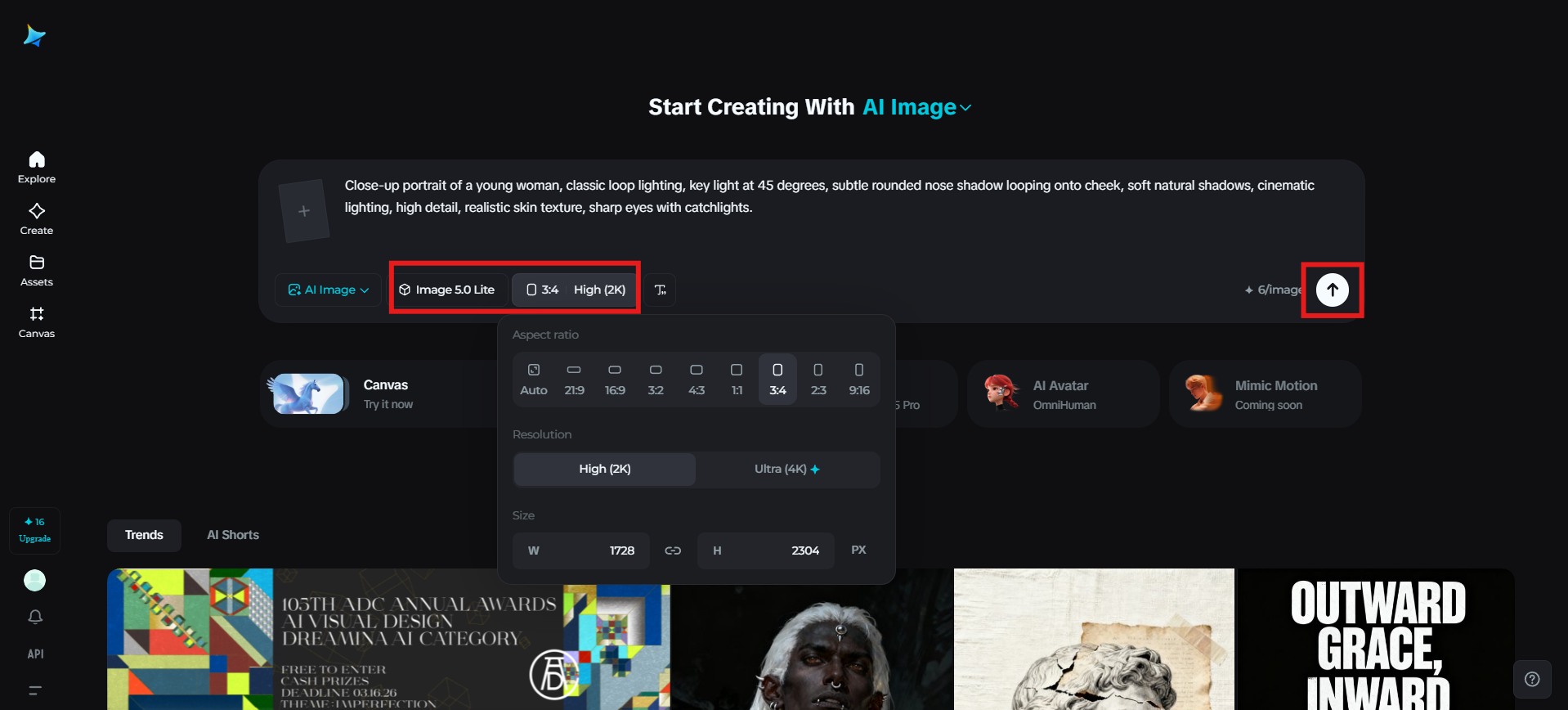 Adjust settings and generate