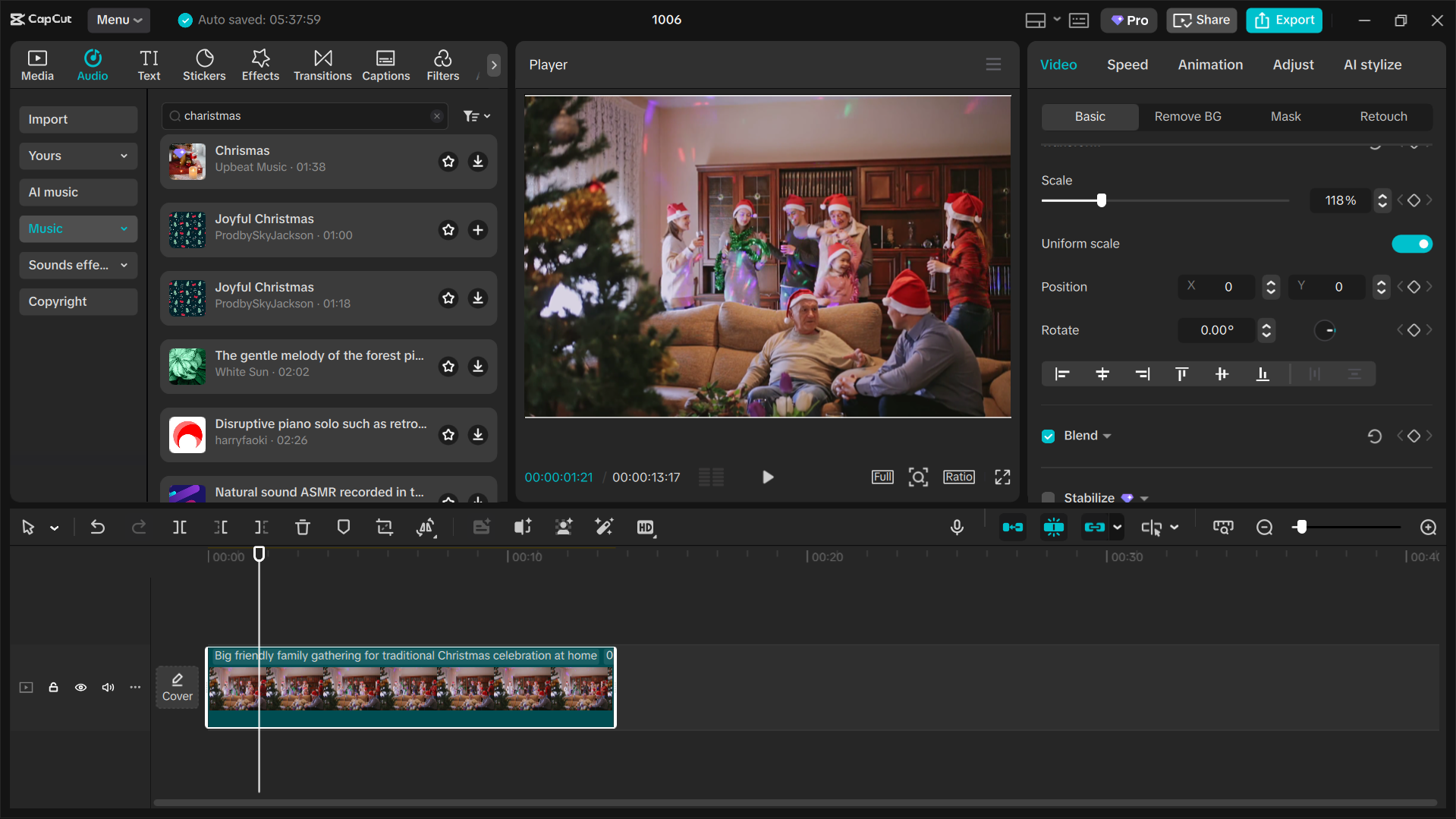 Interface of the capCut desktop video editor