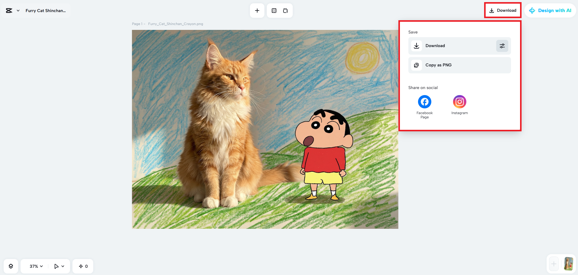 Export the image