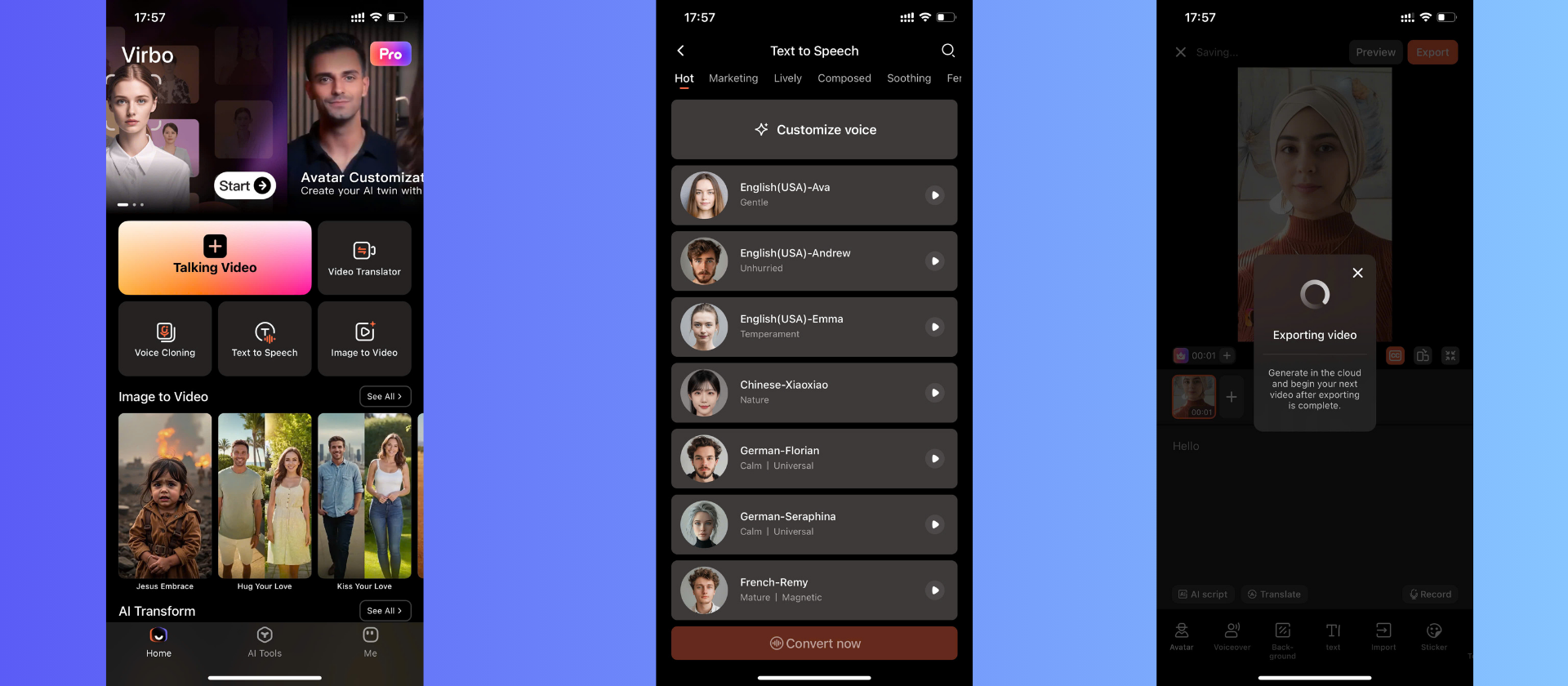 Create AI voice video with Virbo