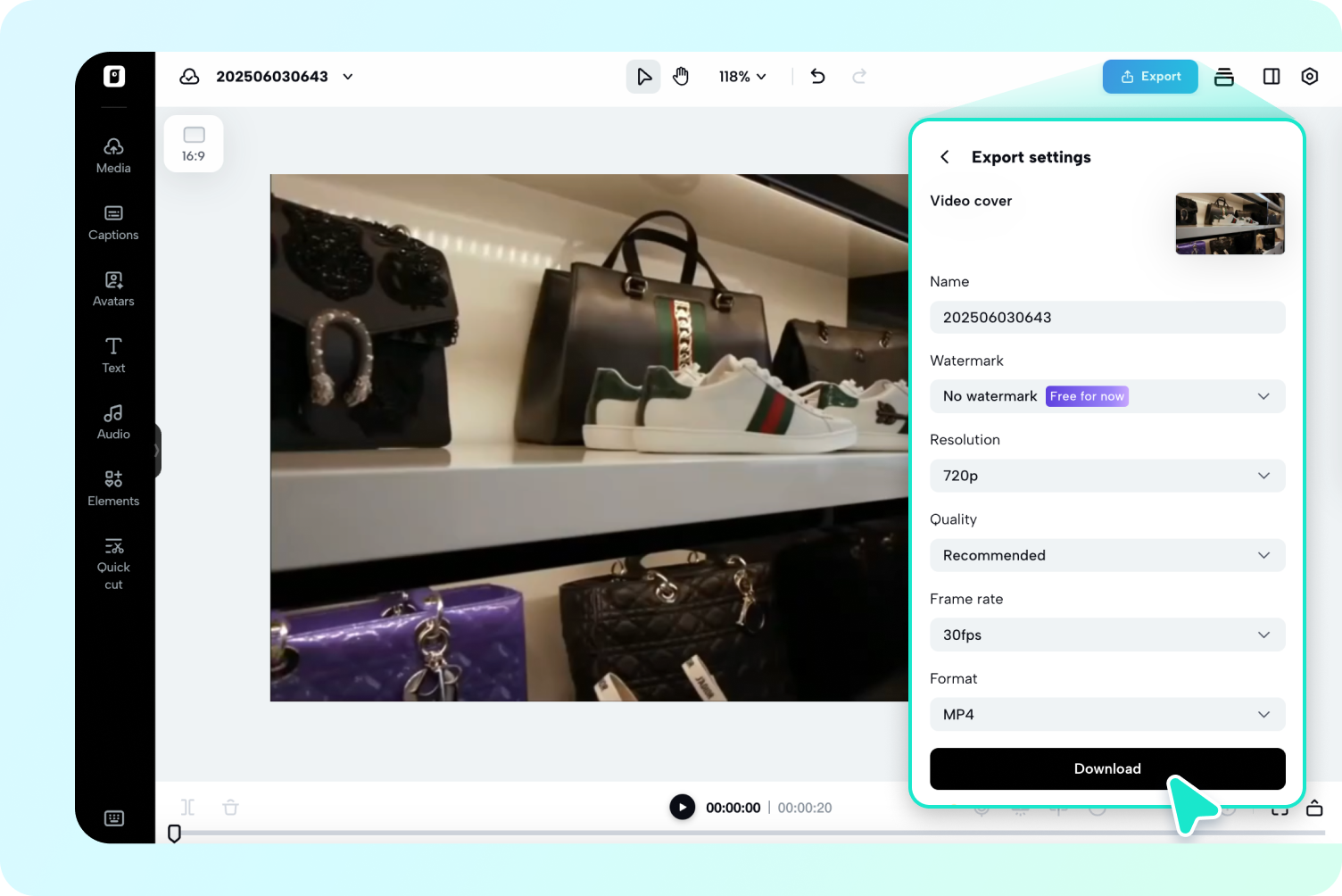 Export compressed video