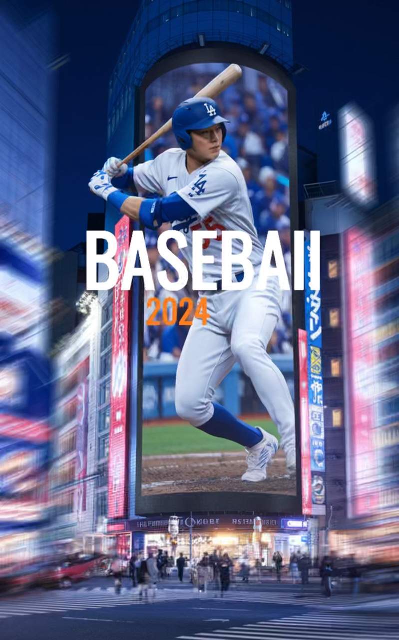 Baseball billboard poster in a city setting with bold sports promo styling