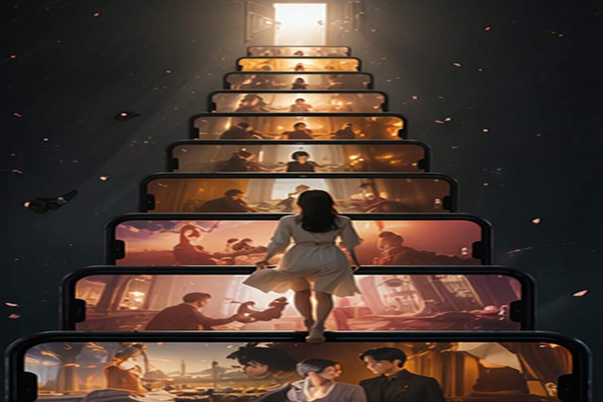 Visual relevan dengan topik untuk adegan karakter Aplikasi Drama Vertikal