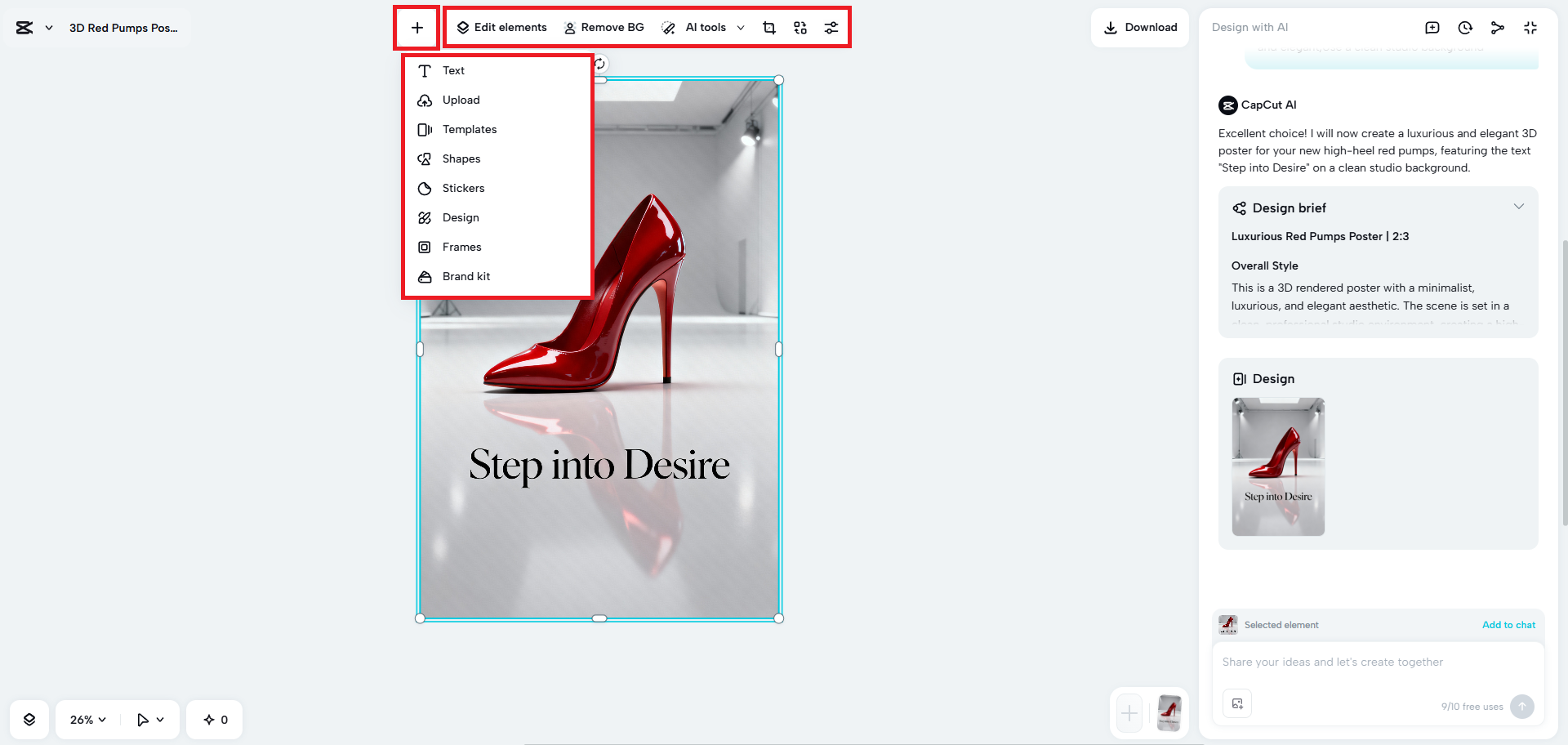 Finalize your 3D poster design