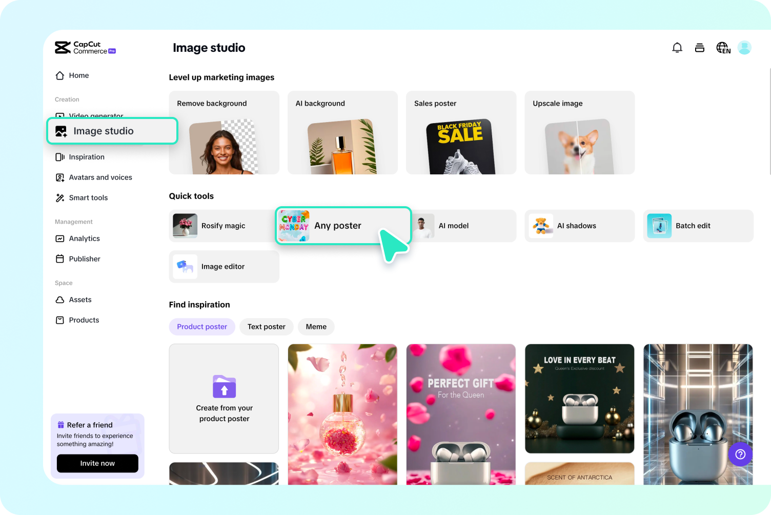 Select any poster option from quick tools