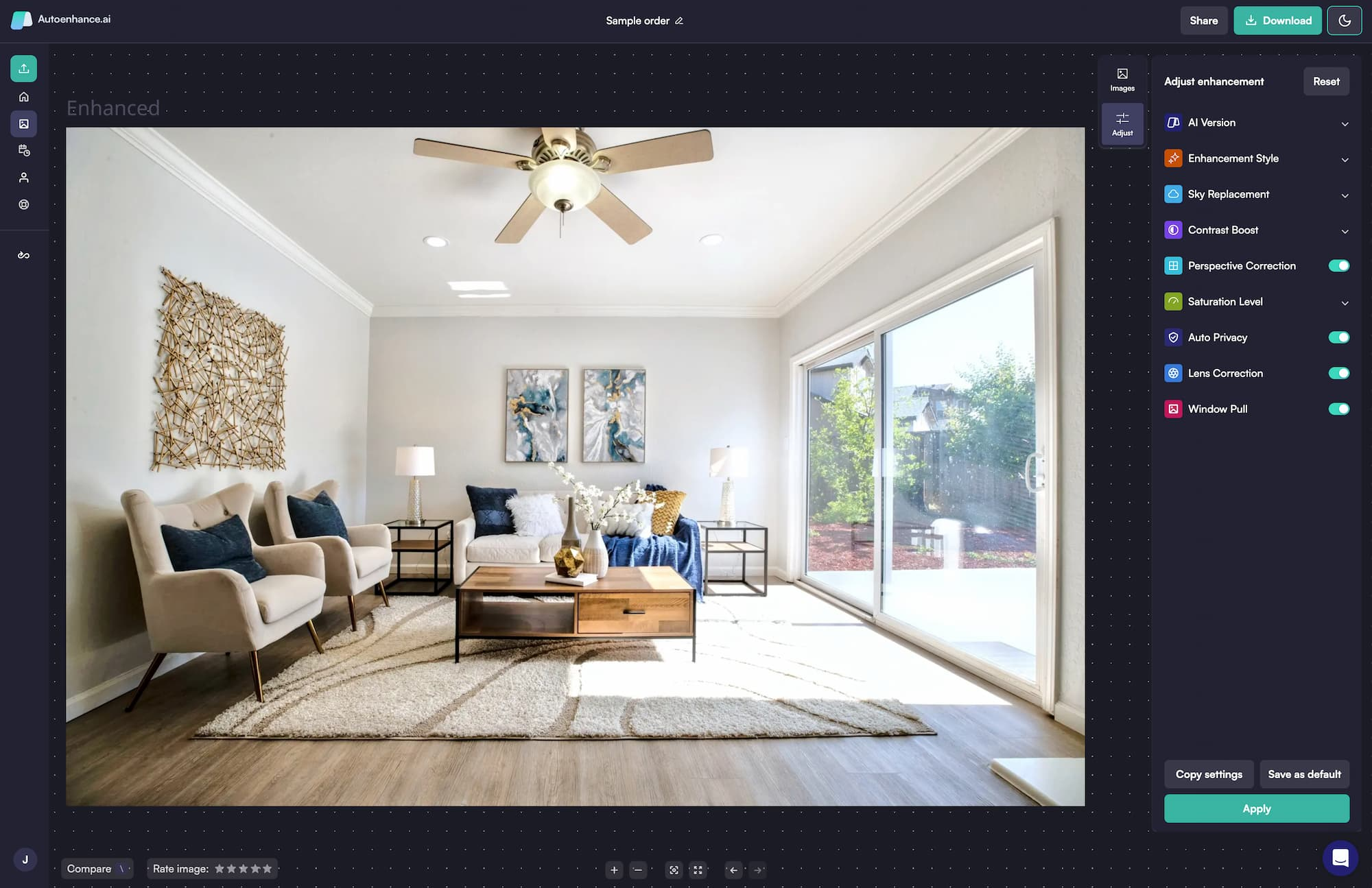 Schnittstelle Autoenhance.ai - ein weiterer automatischer Fotoeditor