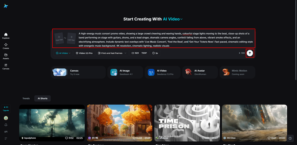Write a prompt and generate the video
