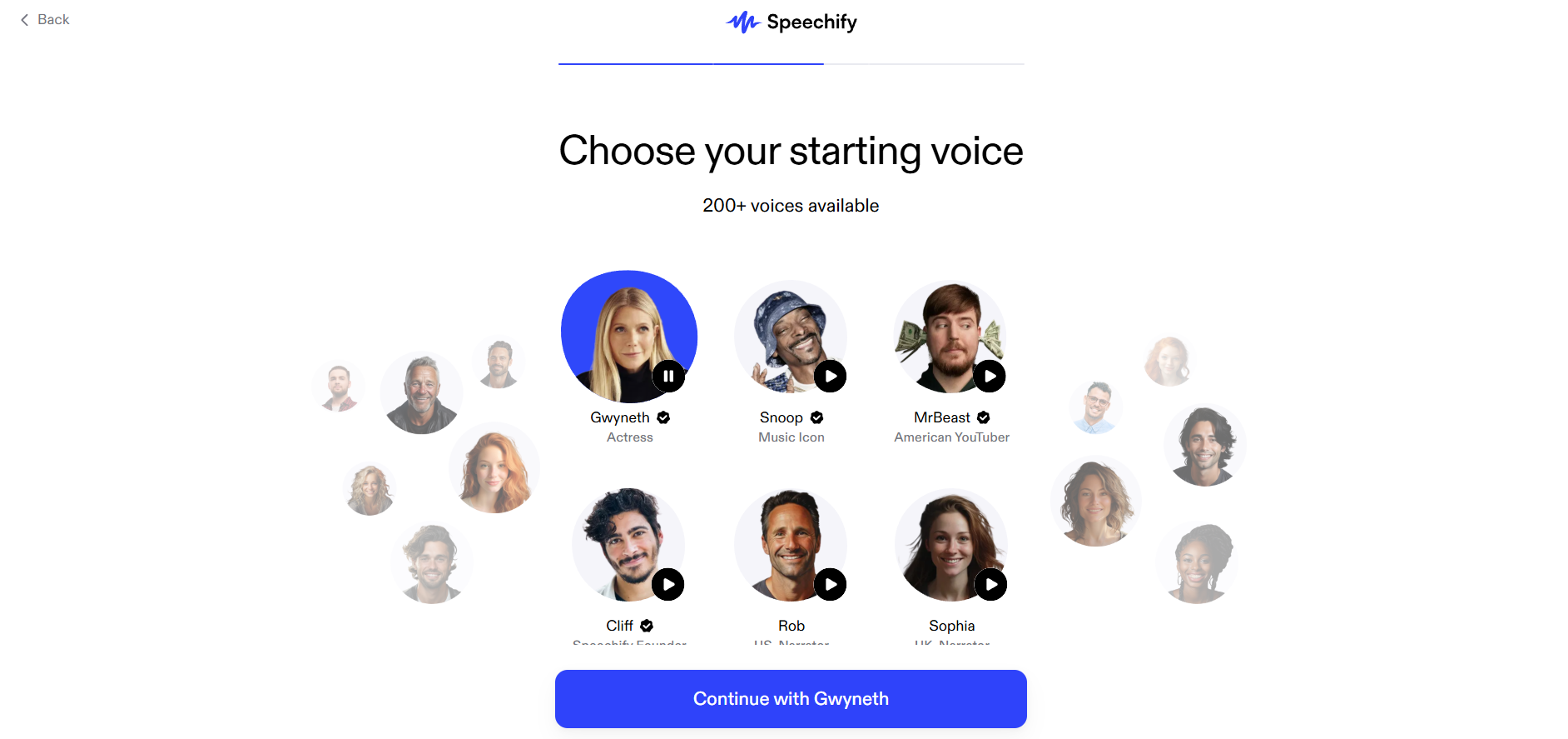 Speechify-Oberfläche