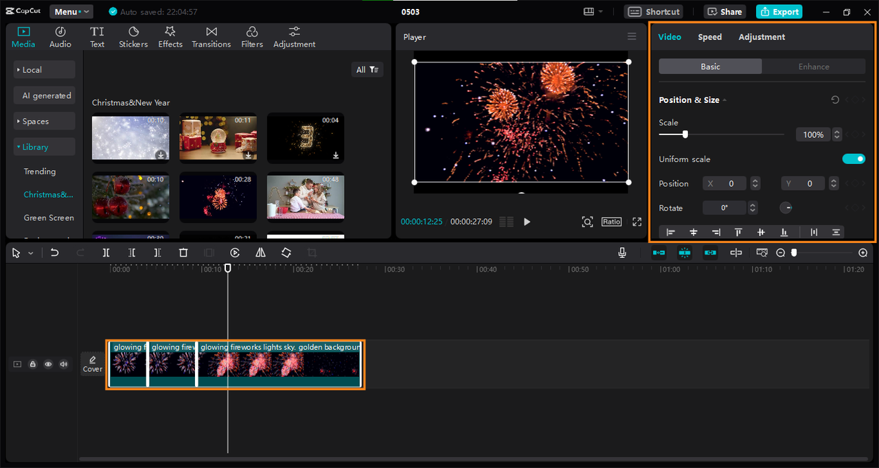 Template editing flow from preview to export in CapCut PC