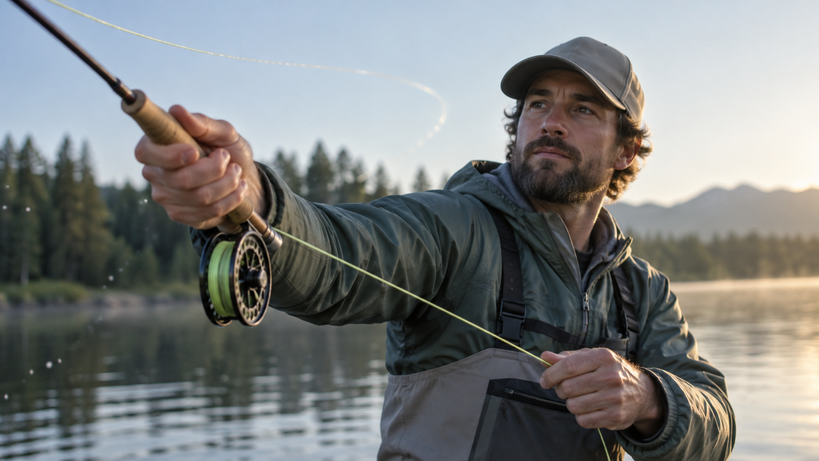 Words for fishing prompt image — Casting technique close-up