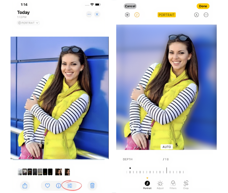 Blur the background of a photo on iPhone