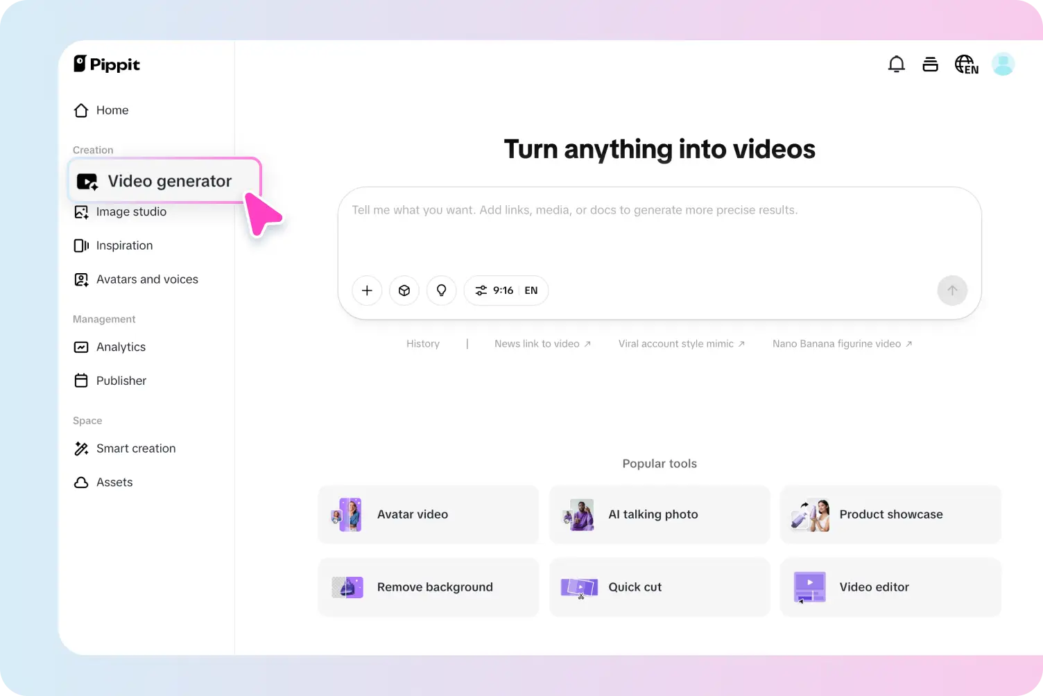 Start with any link, media or photo