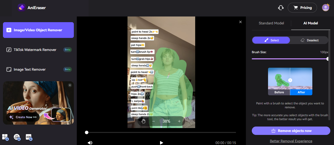 Remove a person from the video