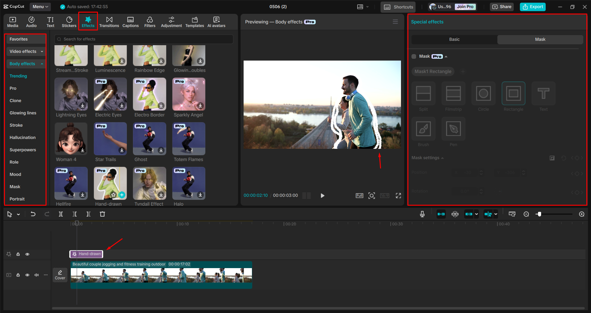 Applying motion graphics to a video in the CapCut desktop video editor