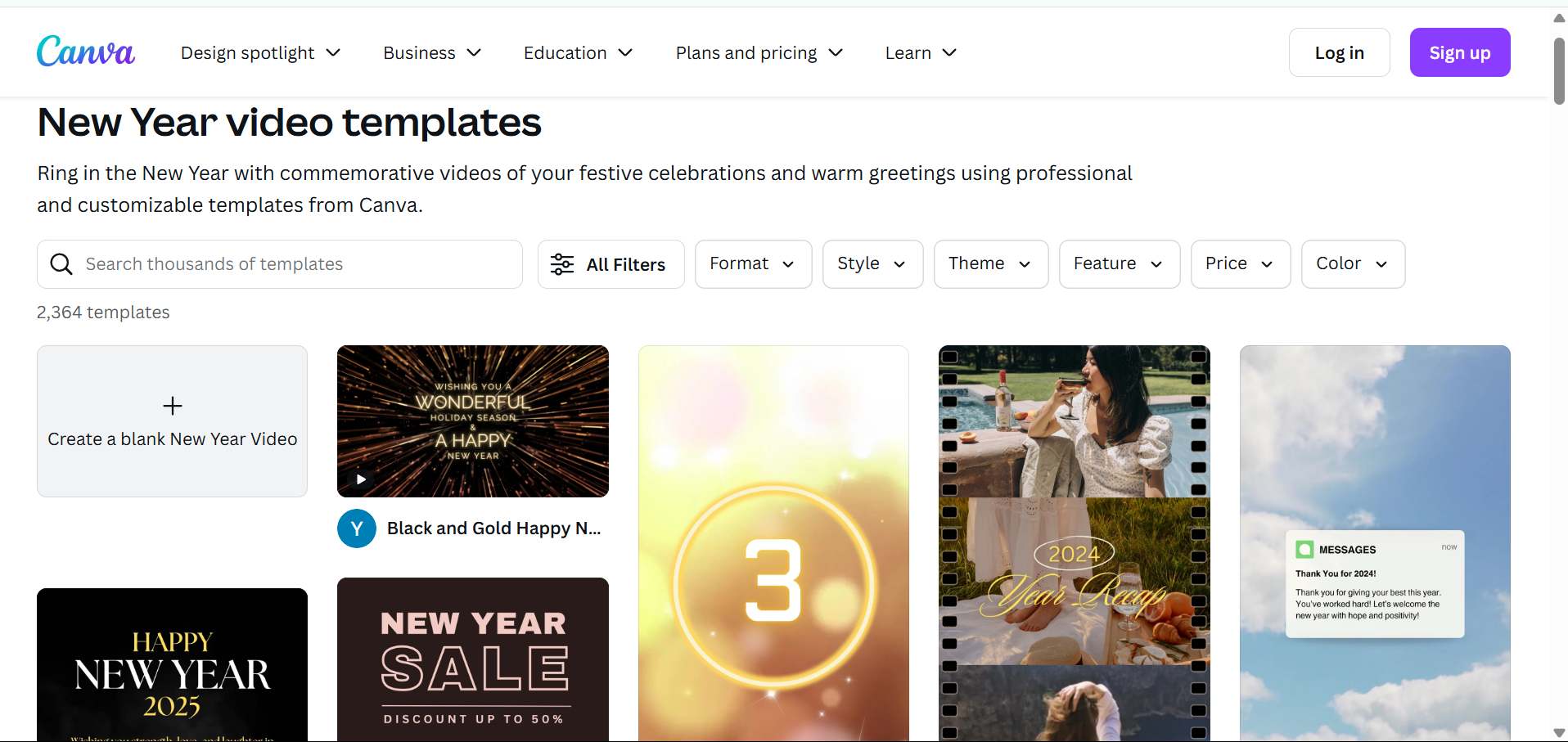 Canva - another best tool to access New Year video templates