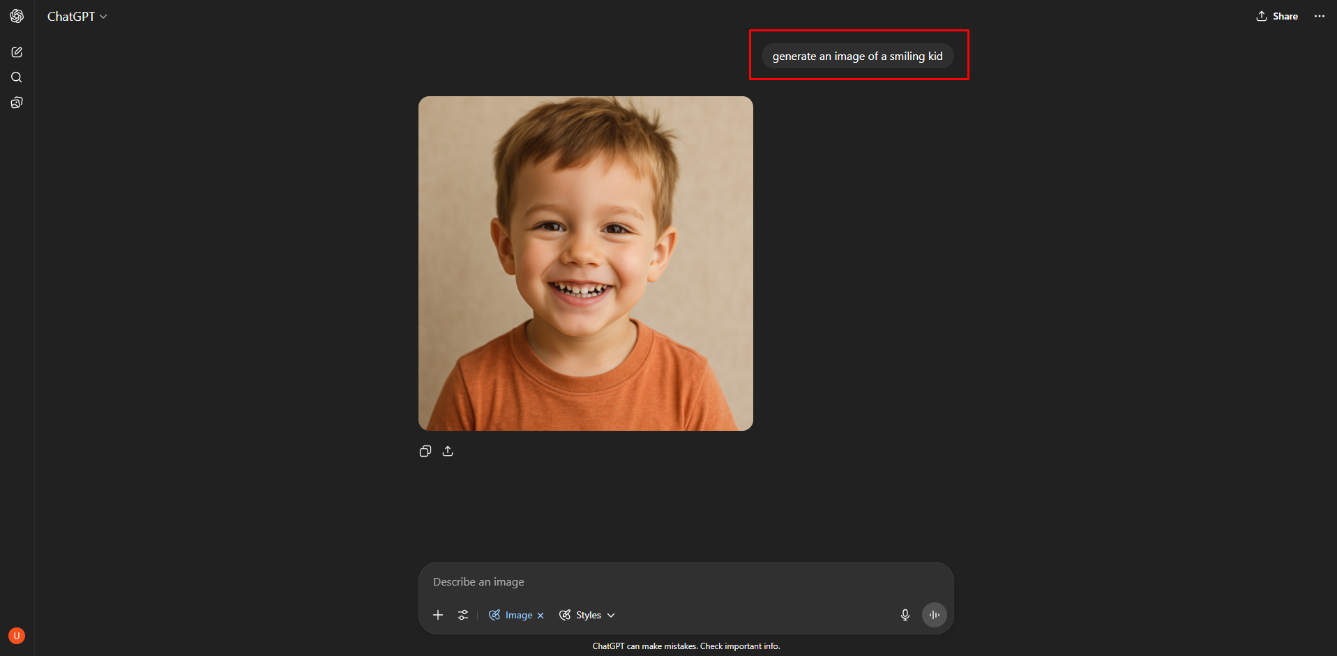 Ange en prompt i ChatGPTs bildgenerator