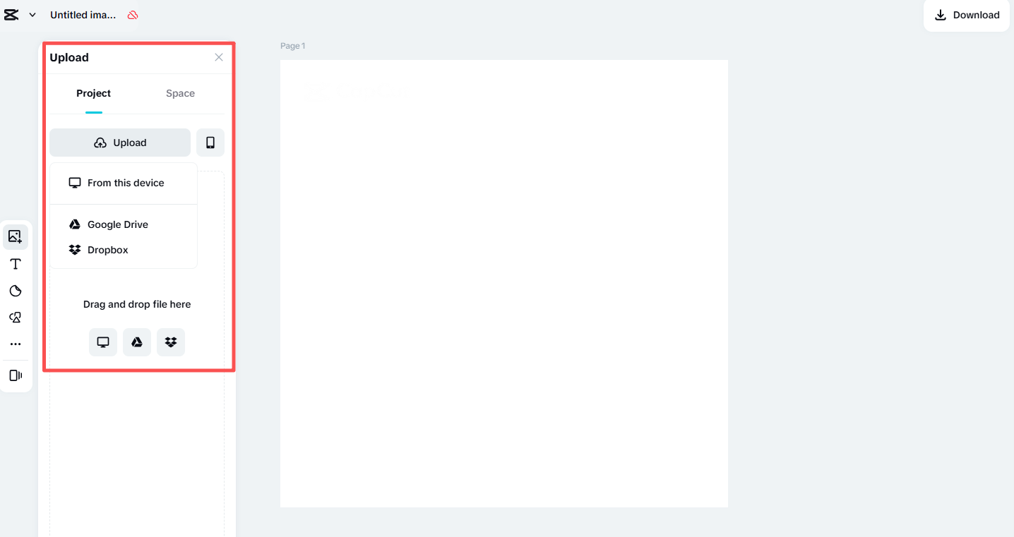 Upload the photo to CapCut Online