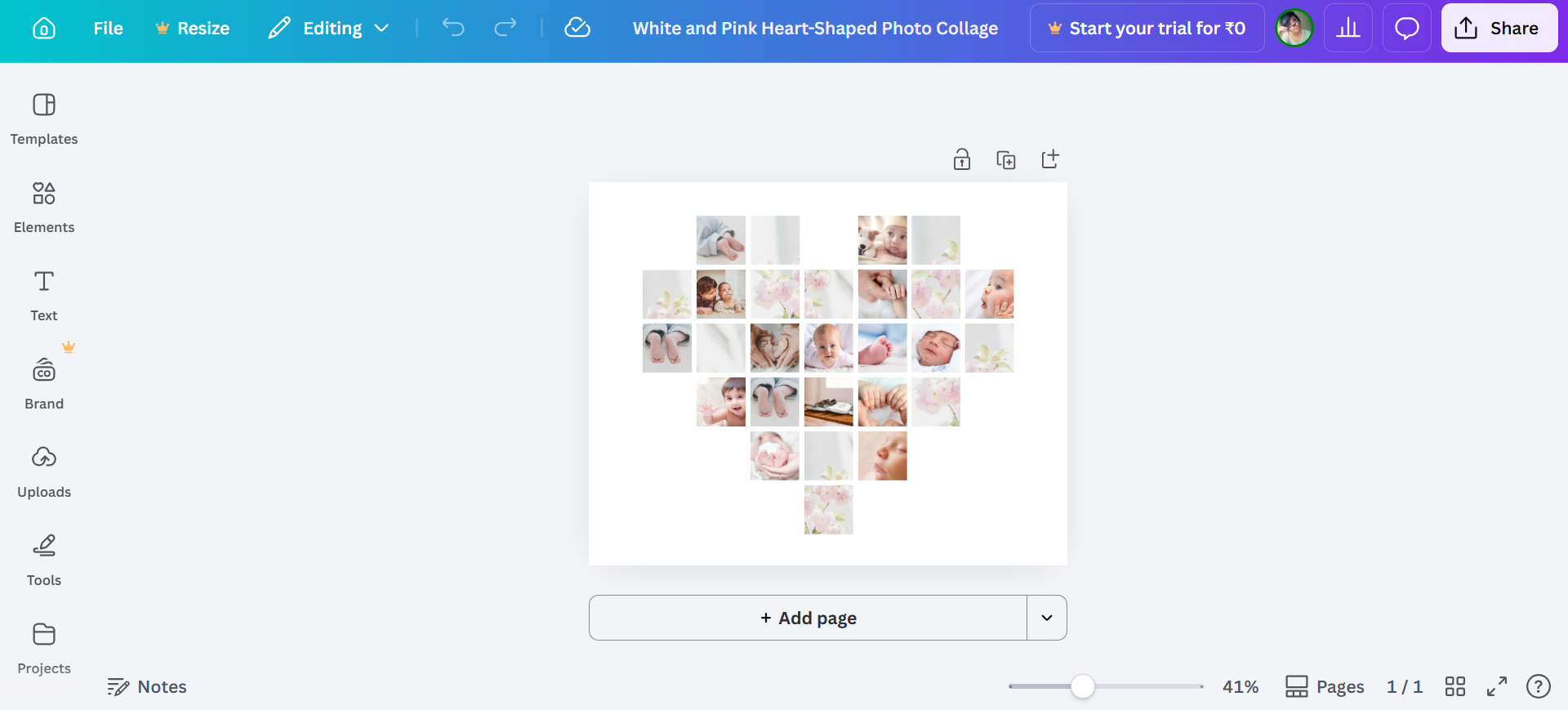 Heart-shaped collage with Canva