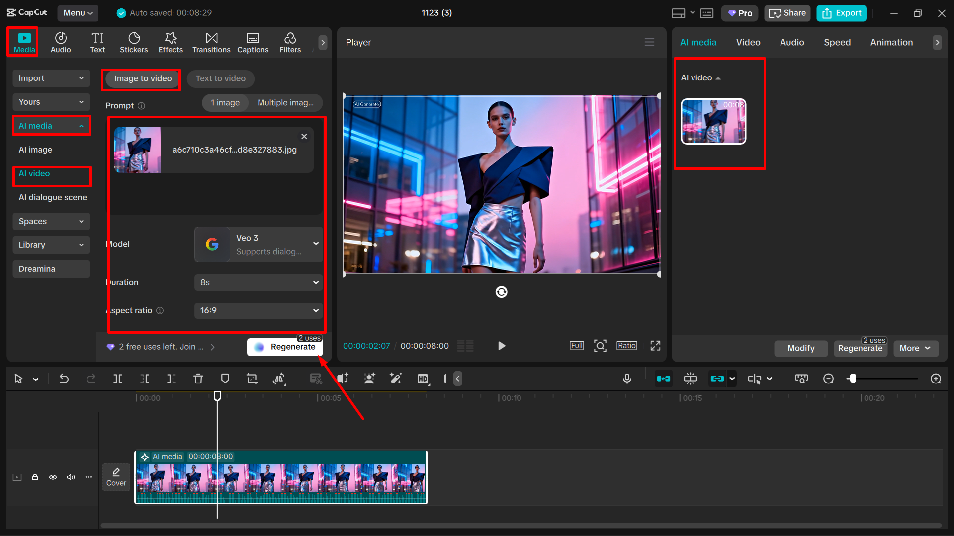 Convert the image to a video in the CapCut desktop video editor