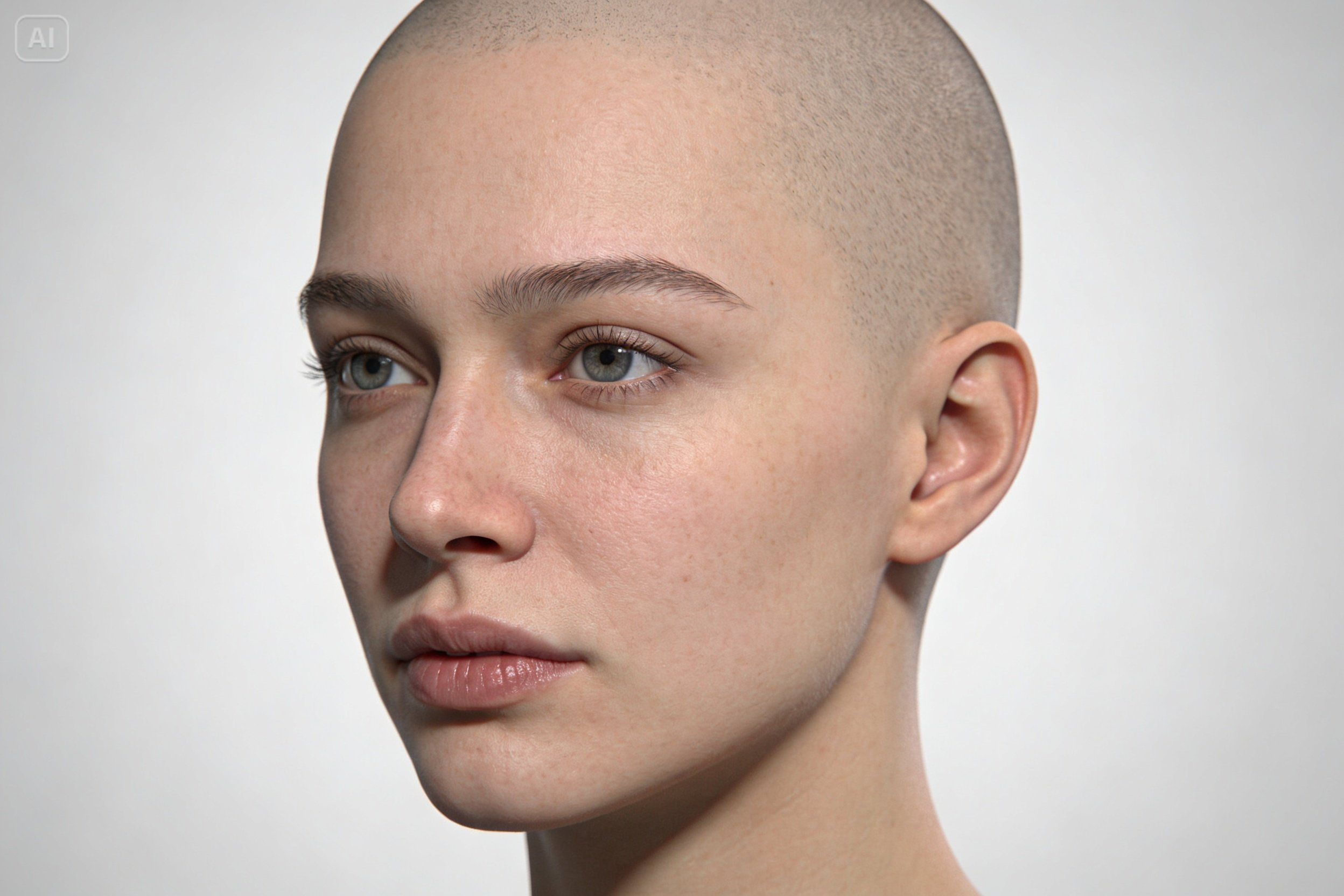Prompt for a realistic shaved head look