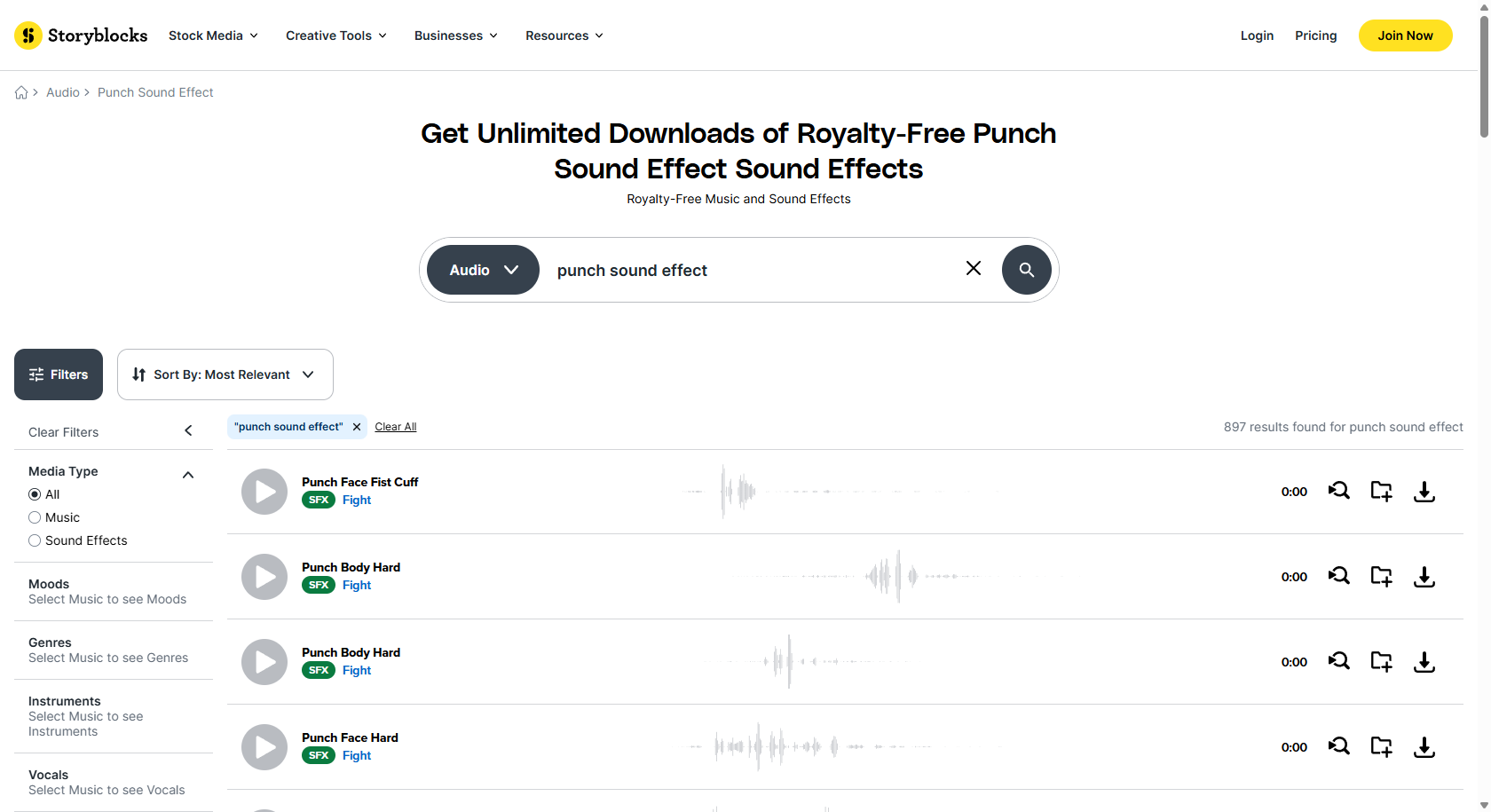 Story Blocks punch sound effect