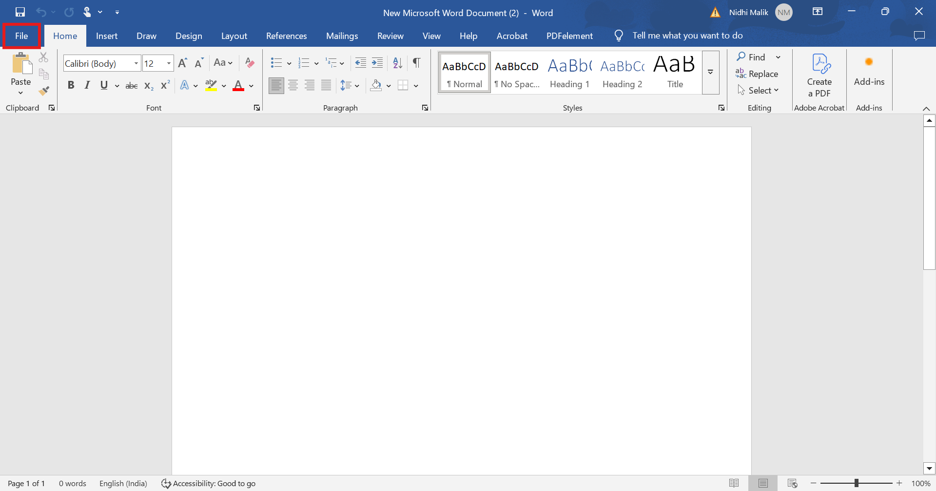 Start a new document