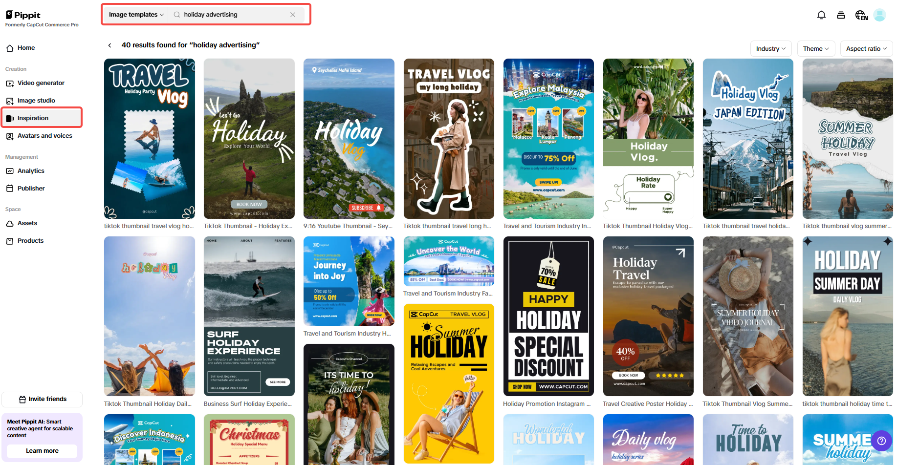 Sign up and access Inspiration