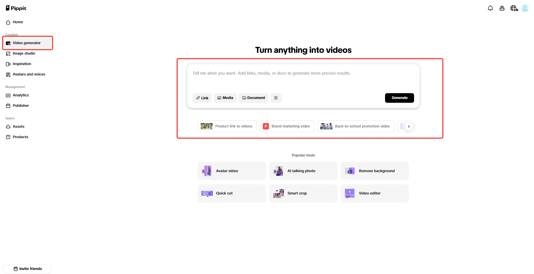 Upload product links or media
