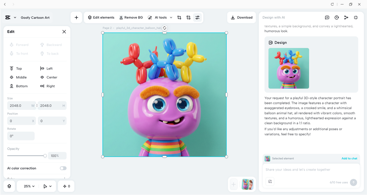 Interface of the CapCut desktop video editor - an easy to use tool for generating funny images 